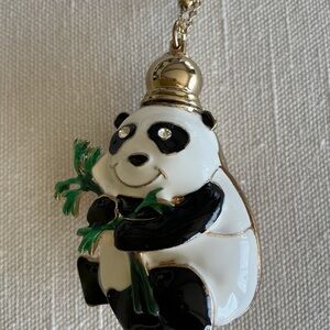 Glass Vial Enamel Panda Pendant Necklace